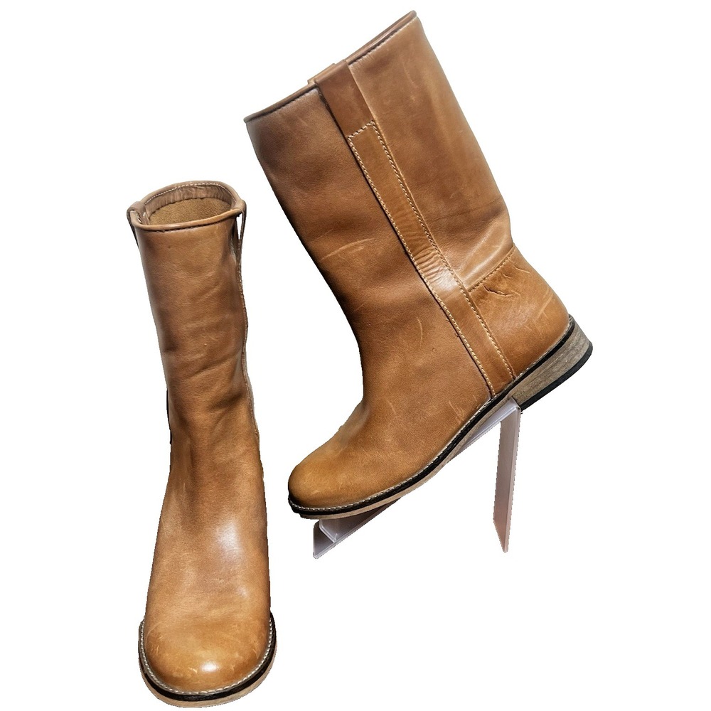 IVYLEE Copenhagen Leather Boots Mid Calf Women's EU 39 US 8-8.5 Tan Brown Camel